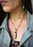 Snowflake Obsidian/Onyx Paperclip Necklace
