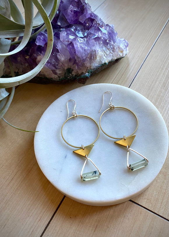 Geo Prehnite Earrings