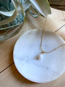 White Pearl Drop Necklace