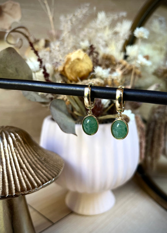 Aventurine Hoops
