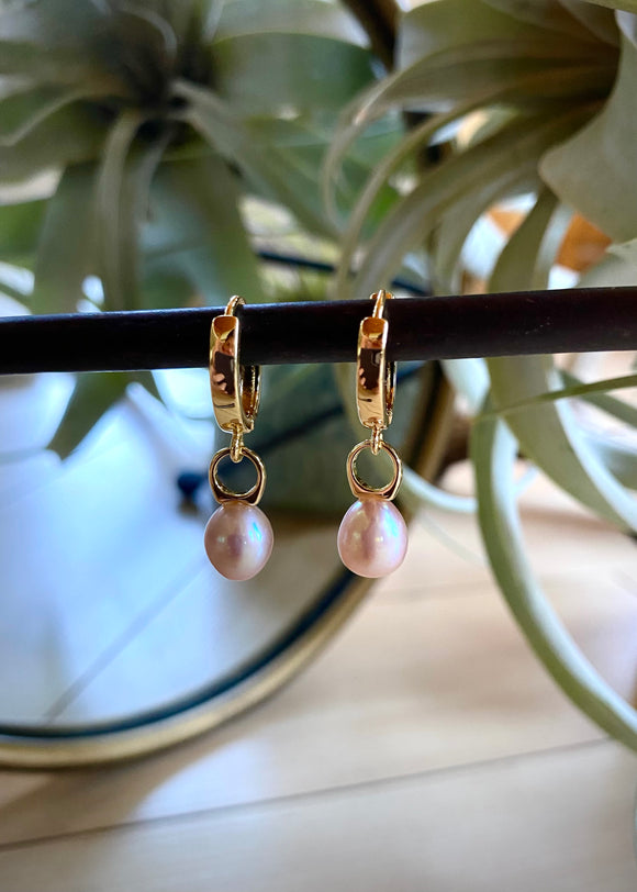 Pearl Drop Hoops