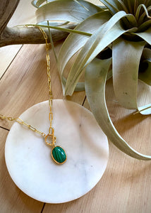 Paperclip Chain Malachite Necklace