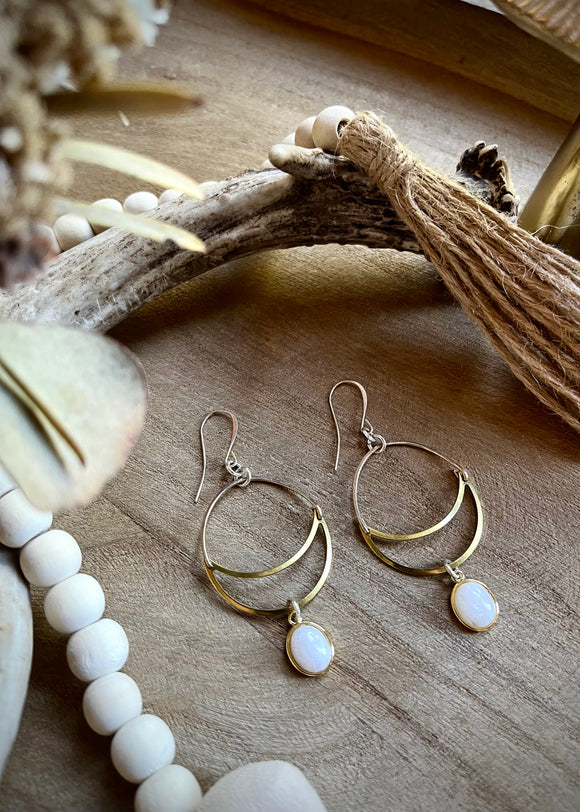 Moonstone Crescent Earrings