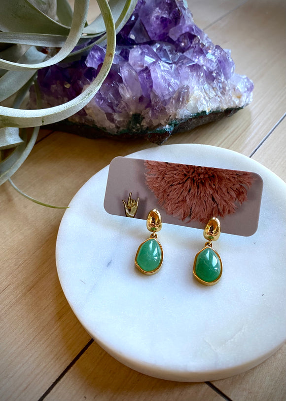 Aventurine Huggie Studs