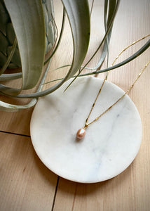 Pink Pearl Drop Necklace