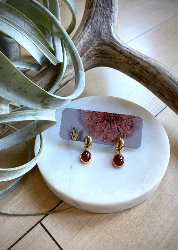 Carnelian Huggie Studs