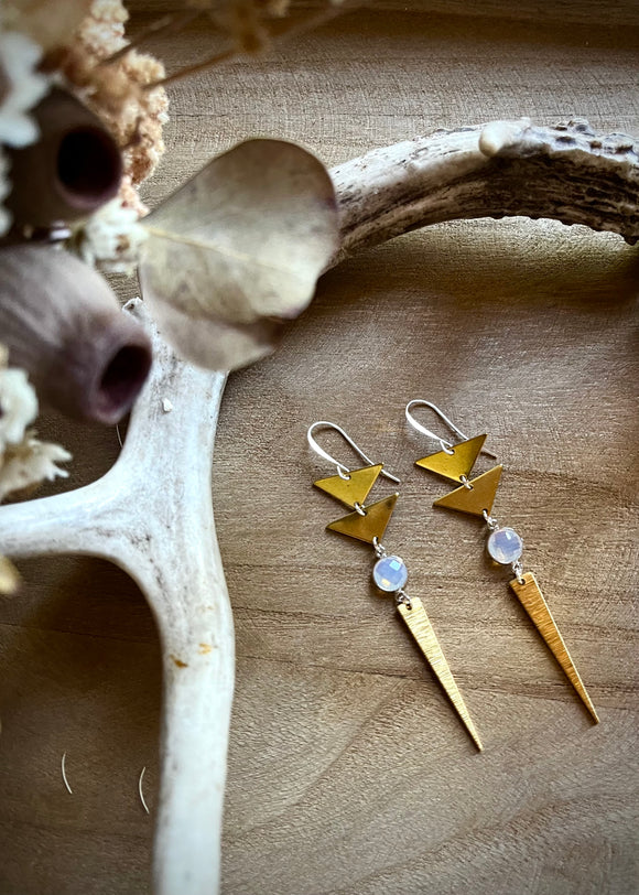 Brass Triangle Earrings