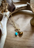 Paperclip Chain Tiger’s Eye/Turquoise Necklace