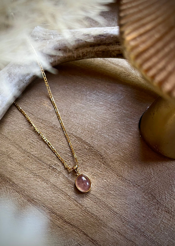 Pink Quartz Pendant Necklace