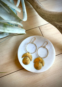 Brass Moon Phase Earrings