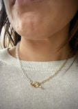 Quartz/Paper Clip Chain Necklace