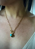 Paperclip Chain Tiger’s Eye/Turquoise Necklace