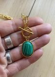 Paperclip Chain Malachite Necklace