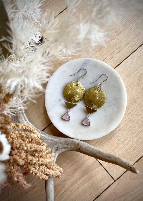 Geo rose Quartz Earrings