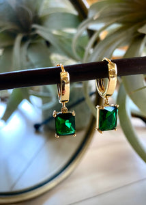 Green Stone Hoops