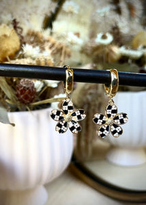 Checkerboard Flower Earrings