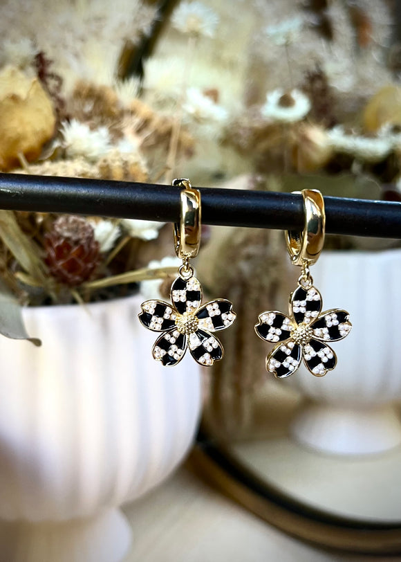 Checkerboard Flower Earrings