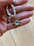 Freshwater Pearl +Opalite Sun Neckl