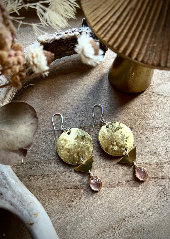Geo Strawberry Quartz Earrings
