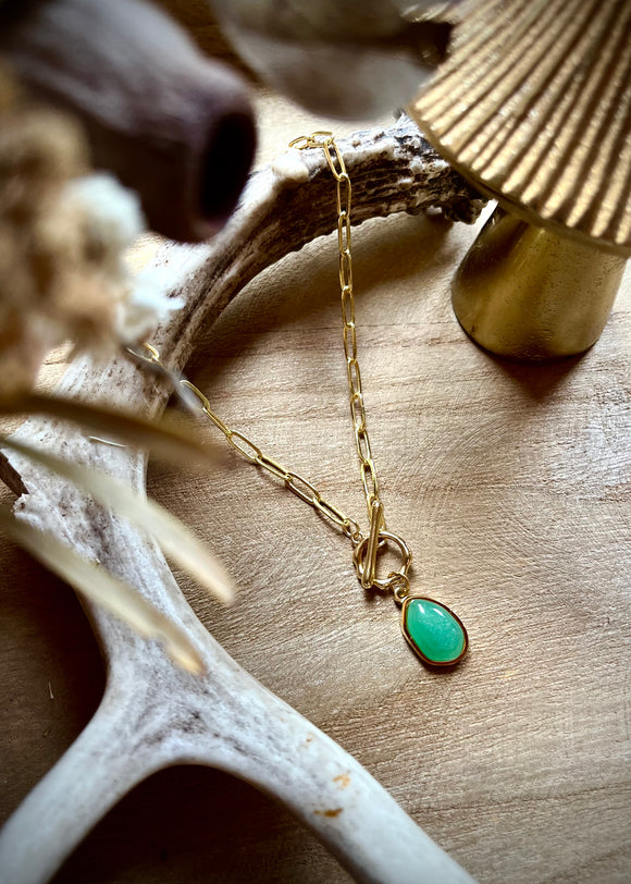 Paperclip Chain Aventurine Necklace