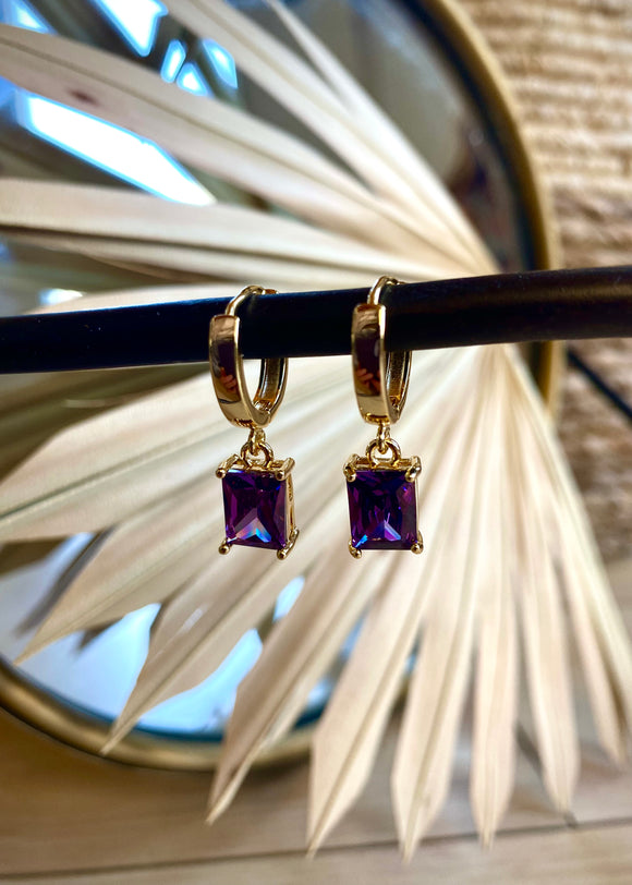 Purple Stone Hoops