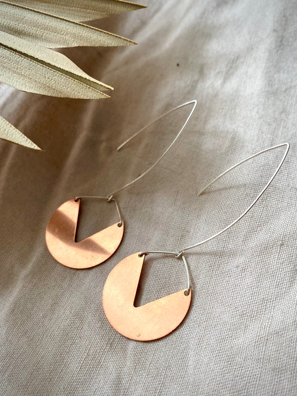 Sterling Silver/Copper Long Earrings